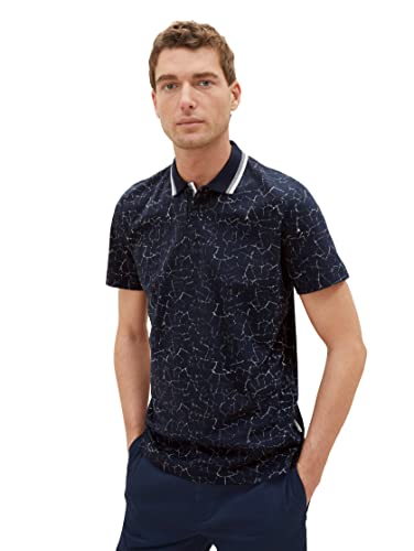 TOM TAILOR Męska koszulka polo z nadrukiem na całej powierzchni, 31836 - Navy Broken Structure Design, XL