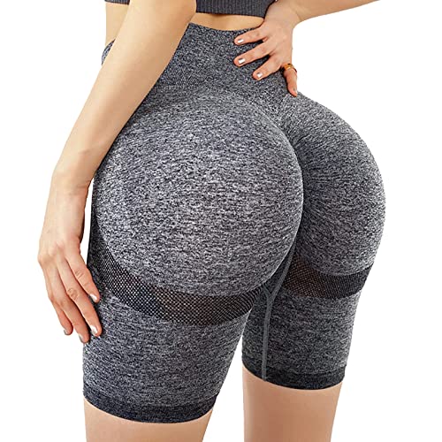 Damskie legginsy sportowe antycellulitowe spodenki do jogi z wysoką talią kolarskie Scrunch Butt spodenki do jogi kryjące Scrunch Butt Jogging Dance Course Gym, B-ciemnoszary, S