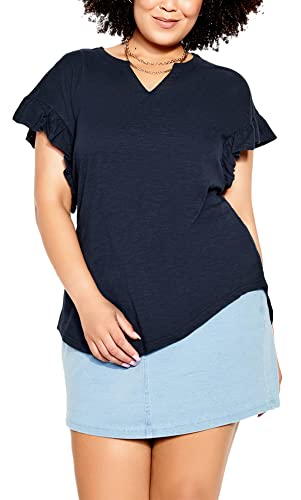 CITY CHIC Damska koszula plus size top sukienka, granatowy, 46-Plus