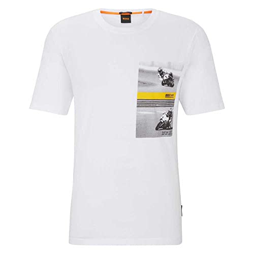 BOSS T-shirt męski z silnikiem herbaty, White100, 3XL