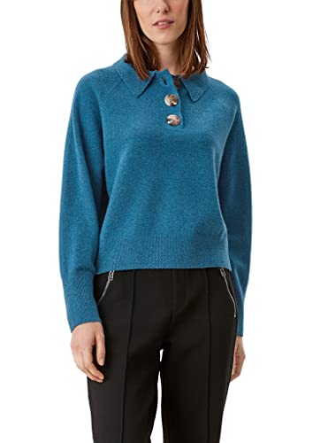 s.Oliver Sweter damski z długim rękawem, Petrol Blue Melang, 46 PL