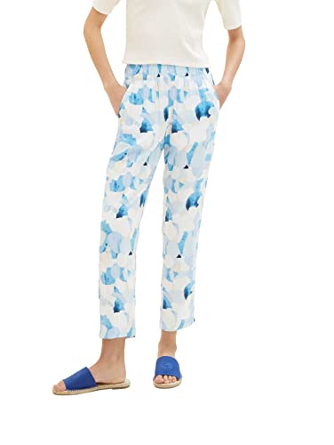 TOM TAILOR Damskie spodnie 1036632, wzór 32135, niebieskie kształty, 46 W/28 l, 32135 - Blue Shapes Design, 46W / 28L
