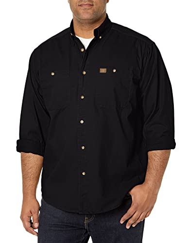 Wrangler Riggs Workwear Męska koszula robocza z długim rękawem Logger Twill, Czarny, L