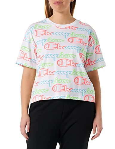 Champion Damska koszulka Legacy Color Ground All Over Croptop S/S, biały, XS