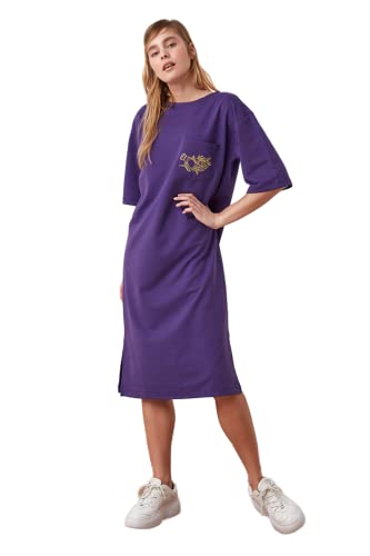 Trendyol Damska sukienka haftowana, o wiele kroju, fioletowa, ekstra mała