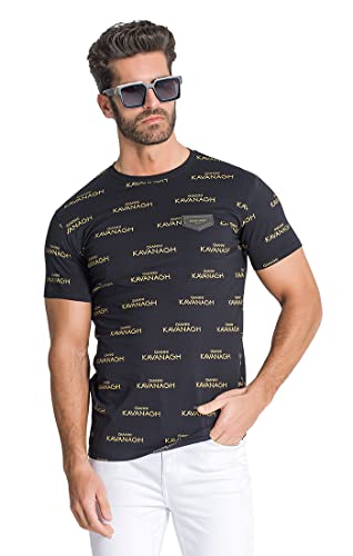 Gianni Kavanagh Black Attitude Gold Allover koszulka męska T-Shirt, Czarny, XS