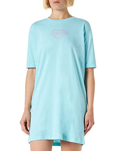 Love Moschino Damska sukienka z krótkim rękawem, komfortowy krój, turkusowy, 46