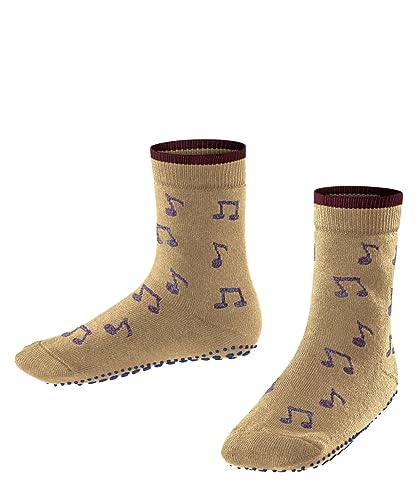 FALKE Unisex Dancing Notes zrównoważona bawełna półdługi ze wzorem z antypoślizgowymi wypustkami 1 para skarpet do kapci domowych, beżowy (Desert 4710), 19-22