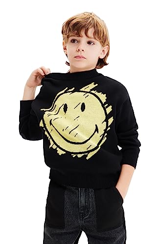 Desigual Chłopięcy kardigan JERS_Angus Smiley, czarny, XL