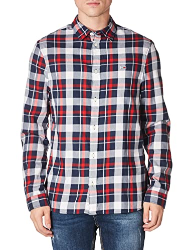 Tommy Jeans Męska koszula w kratkę w stylu casual, Deep Crimson/Multi Check, XS