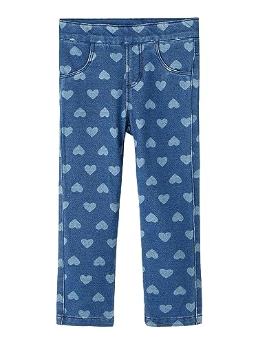 NAME IT Dziewczęce legginsy miękkie dżinsy, Dark Blue Denim/Aop:-, 56 cm