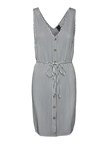 VERO MODA Damska sukienka VMBUMPY SL Short Dress WVN NOOS, Snow White/Stripes:India Ink, XXL, Snow White/Stripes:India Ink, XXL