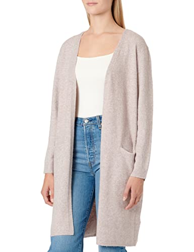 VERO MODA PETITE Women's VMDOFFY LS Long Open Kardigan GA Petite Dzianinowy kardigan, Woodrose/Szczegóły: Melange, XS/P, Wororose/Szczegóły: melanż, XS-Maly