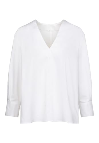 Seidensticker Damska bluzka - modna bluzka - Regular Fit - dekolt w serek - długi rękaw - mieszanka bawełny, biały, 44