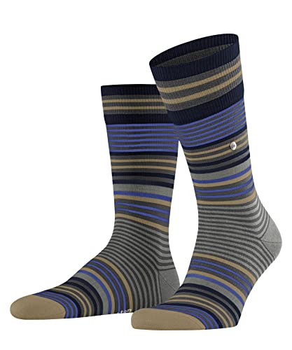 Burlington Mężczyźni Skarpety Stripe M SO Wełna z wzorem 1 Para, Szary (Dark Grey 3070), 40-46