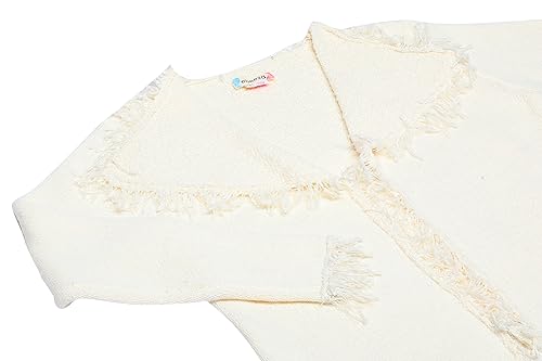 ebeeza Damski stylowy mały postrzępiony kardigan wełniany biały rozmiar XS/S, biały (wollweiss), XS