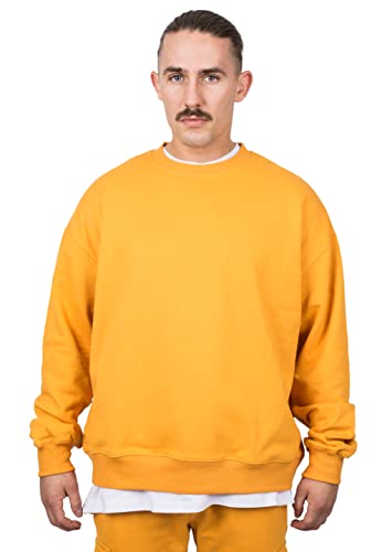 Blackskies Oversize Heavyweight Crewneck Sweater | Streetwear luksusowy sweter męski damski sweter bluza sweter sweter sweter, musztarda, XL