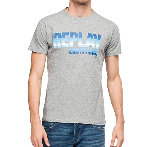 Replay T-shirt męski, M02 szary melanż, XXL