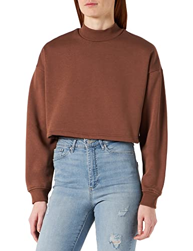 Urban Classics Damska bluza Cropped Sweater krótki krój, wysoki kołnierz, krój oversize, bez brzucha, rozmiar XS do 5XL, Bark, 5XL