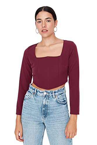 Trendyol damska Twoaw22bz0309/Haki Bluzka, Kolor Damson., 36