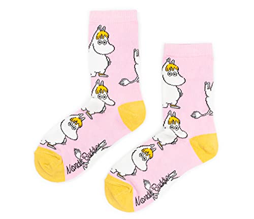 Snorkmaiden Idea Ladies Moomin Socks skarpety męskie, Jasnoróżowy i żółty, 36-42
