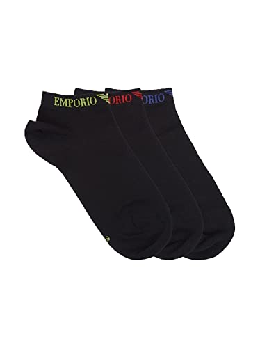 Emporio Armani Męskie skarpety do sneakersów na co dzień, 3-pak, Czarny/czarny/czarny, Small