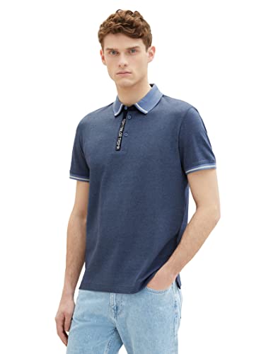 TOM TAILOR Męska koszulka polo Basic, 31502 - Greish Mid Blue Navy Twotone, XXL