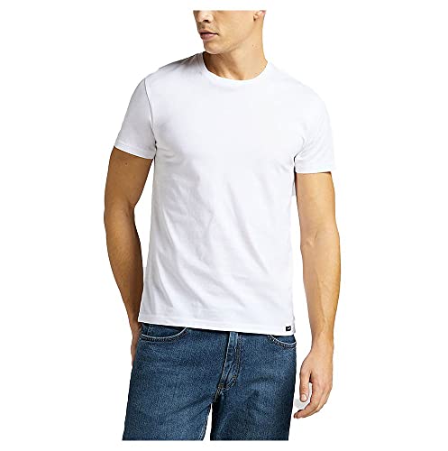 Lee Koszulka męska Twin Pack Crew, biały, XXL