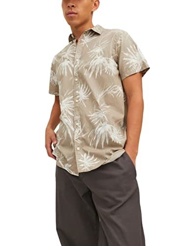 JACK & JONES Męska koszula JORCRAYON AOP z krótkim rękawem, crockery, L, Crockery., L