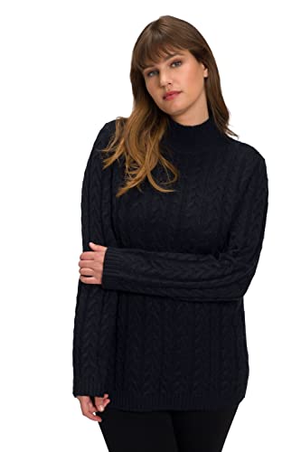 Ulla Popken Damski sweter ze wzorem warkocza, morski, 58-60