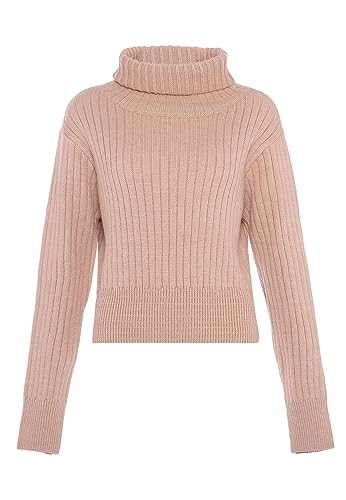 Libbi Blonda damski sweter z golfem w stylu leniwym, wąski sweter akryl beżowy rozmiar M/L, beżowy, M