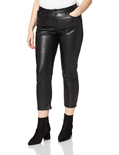 VERO MODA Damskie spodnie z wysokim stanem powlekane, czarny, S