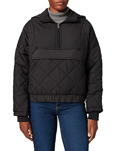 Urban Classics Damska kurtka oversized Diamond Quilted Pull Over Jacket, czarny, L