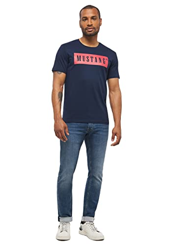 MUSTANG Damska koszulka z logo Alex C, Blue Nights 4085, S