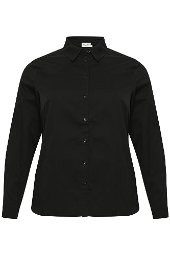 Kaffe Curve Plus Size Damska koszula Button Up Regular Fit Długie rękawy, Głęboka czerń