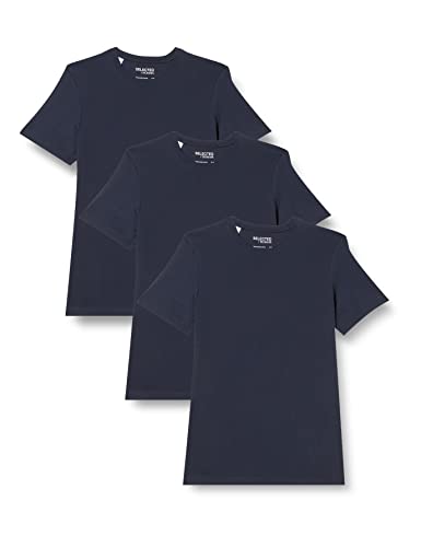 SELECTED HOMME T-shirt męski, 3-pak, bawełna, granatowy blezer, XL
