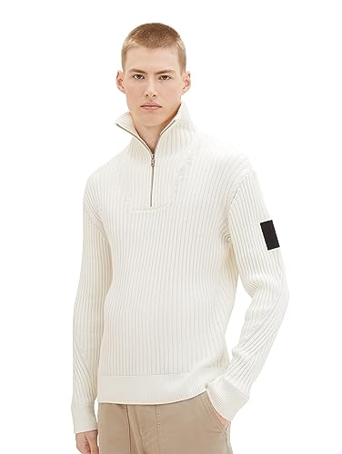 TOM TAILOR Denim sweter męski, 12906 - Wool White, XS