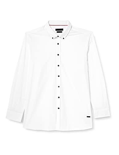 bugatti Męska koszula 9350-38610 z kołnierzykiem zapinanym na guziki, biała-10, regularna, biały-10, S