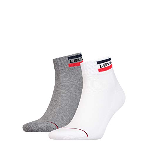 Levi's Męskie skarpety Levis 144ndl Mid Cut Sprtwr Logo 2p, Wielokolorowy (White/Grey 062), W39/L42