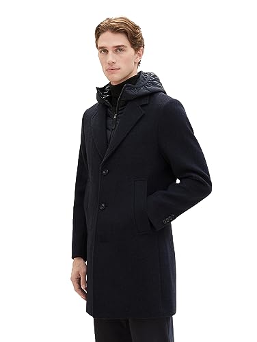 TOM TAILOR męski płaszcz wełniany, 24258 – Navy Blue Structure, S