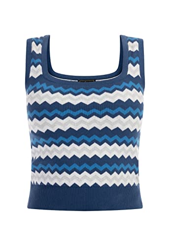 faina Damski tank top z dzianiny 11026718, niebieski wielokolorowy, S, niebieski wielokolorowy, S