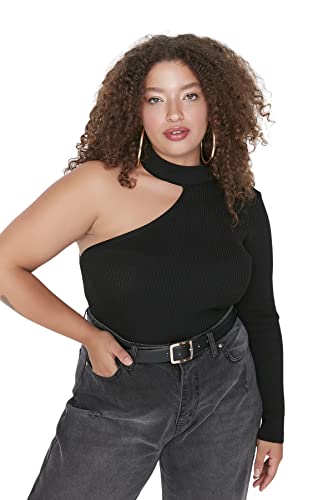 Trendyol Damska bluza TBBAW23AN00049/Siyah, czarna, 5XL, Czarny, 5XL