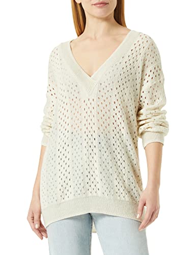 Sisley Damska bluza z dekoltem w serek L/S 1142L400C, biała, rozmiar S