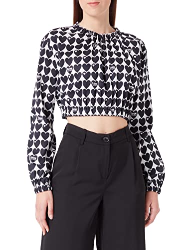 Love Moschino Damska bluza Cropped, biały/czarny, 40