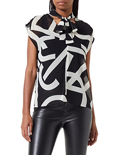 Sisley Koszulka damska bez rękawów 5MLELQ029, czarno-biała 63H, XS