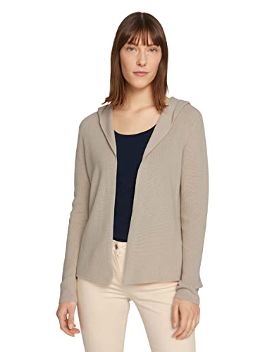 TOM TAILOR Damski Kardigan z kapturem 1030963, 10336 - Light Cashew Beige, L