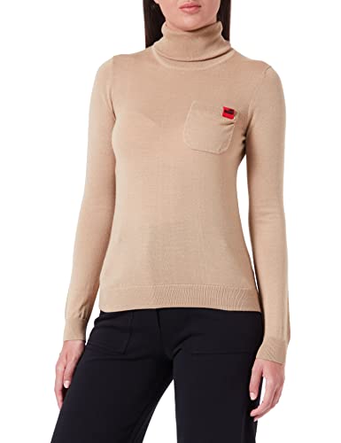 Love Moschino Damski turtleneck with Patch Pocket Top, Melange Rust Light Brown, 42