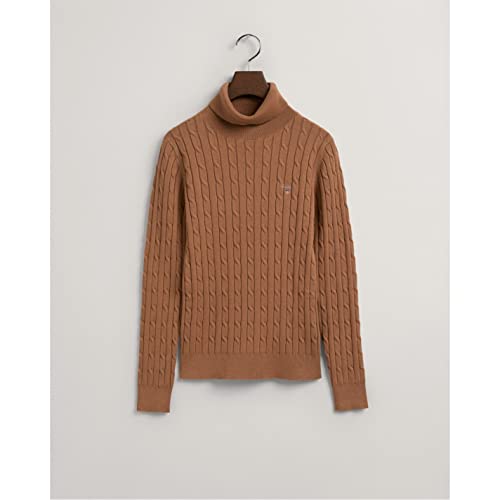 GANT Damski sweter ze stretchem Cotton Cable Turtle Neck Pullover, Roasted Walnut, S