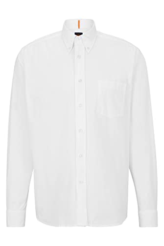 BOSS Męska koszula Lambey Relaxed-Fit z elastycznej bawełny ripstop, White100, S