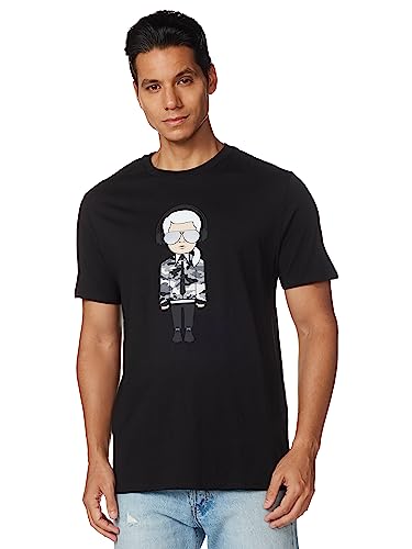 KARL LAGERFELD Męski t-shirt Reflective Karl with Headphones, czarny, S